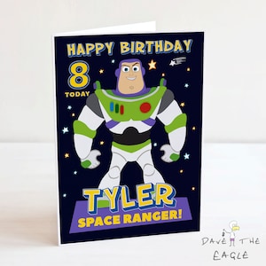 Carte d'anniversaire personnalisée TOY STORY - Buzz l'Éclair NOUVEAU !