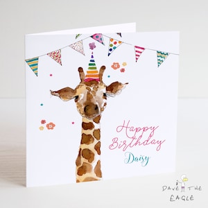Giraffe gepersonaliseerde verjaardagskaart