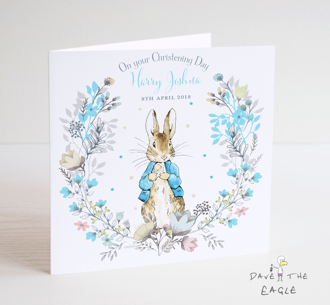 Peter Rabbit Boys Personalised Christening Card Etsy