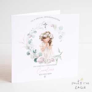 Girls First Holy Communion Card - Personalised, Religious Ceremony, 1st Communion