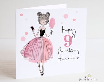 Girls Personalised Birthday Card - Etsy UK