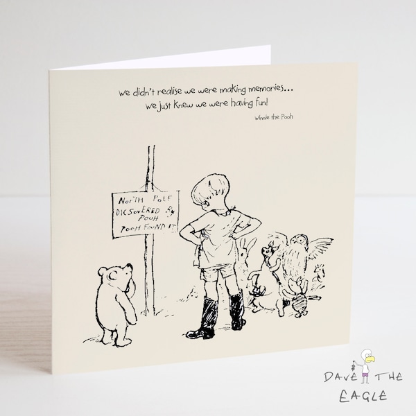 Winnie the Pooh Classic Sentiment Card - Quote Birthday Anniversary Valentines Friendship