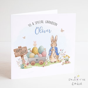 Cartão de Páscoa - Personalizado - Design de coelho para meninos - Neto, filho, afilhado, sobrinho - Qualquer relação