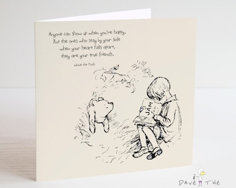 Winnie the Pooh Classic Sentiment Card - Citation Anniversaire Saint Valentin Amitié