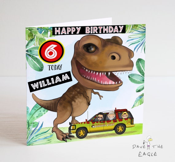 Dinosaur Personalised Birthday Card Jurassic Park | Etsy UK
