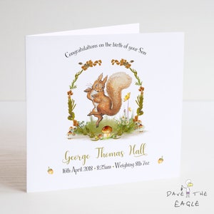 New Baby Card - On the Birth of Your Son - Squirrel
