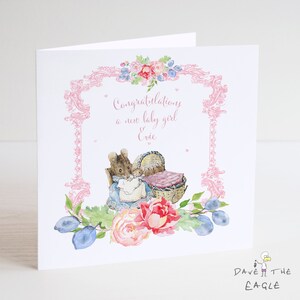 New Baby Card - Una pequeña niña nueva - Little Mouse