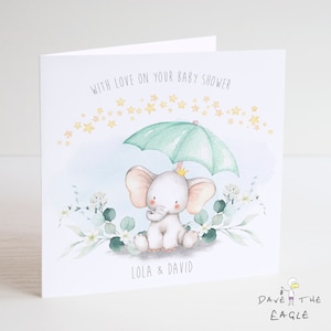 Carte Baby Shower Éléphant - Garçon ou Fille - Personnalisée