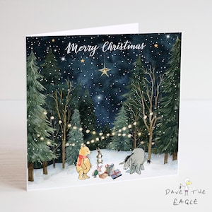 Carte de Noël classique Winnie l'ourson - ourson vintage - cadeau de Noël - amis