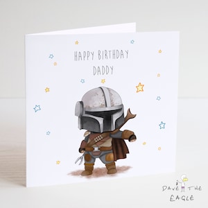 BOBA FETT verjaardagskaart - Mandalorian papa vader vriend echtgenoot stiefvader - Star Wars