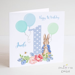 Jungen Personalisierte Geburtstagskarte 1-9 - Number Bunny Rabbit Design