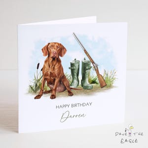 Tarjeta de cumpleaños personalizada de caza: vida en el campo, guardabosques, caza y tiro, vizsla
