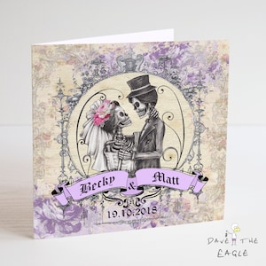 Sugar Skull Wedding Card - Personalised - Vintage Day of the Dead