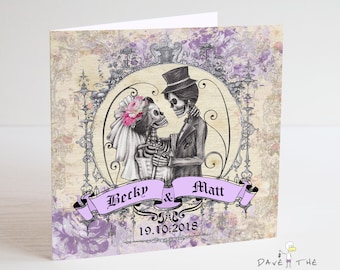 Gothic Skull Wedding Card New Mr & Mrs Greeting Card Skull Bride 