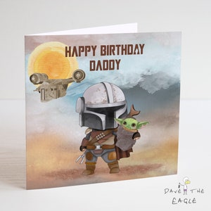 BOBA FETT verjaardagskaart voor papa - Mandalorian Baby Yoda The Child - Star Wars