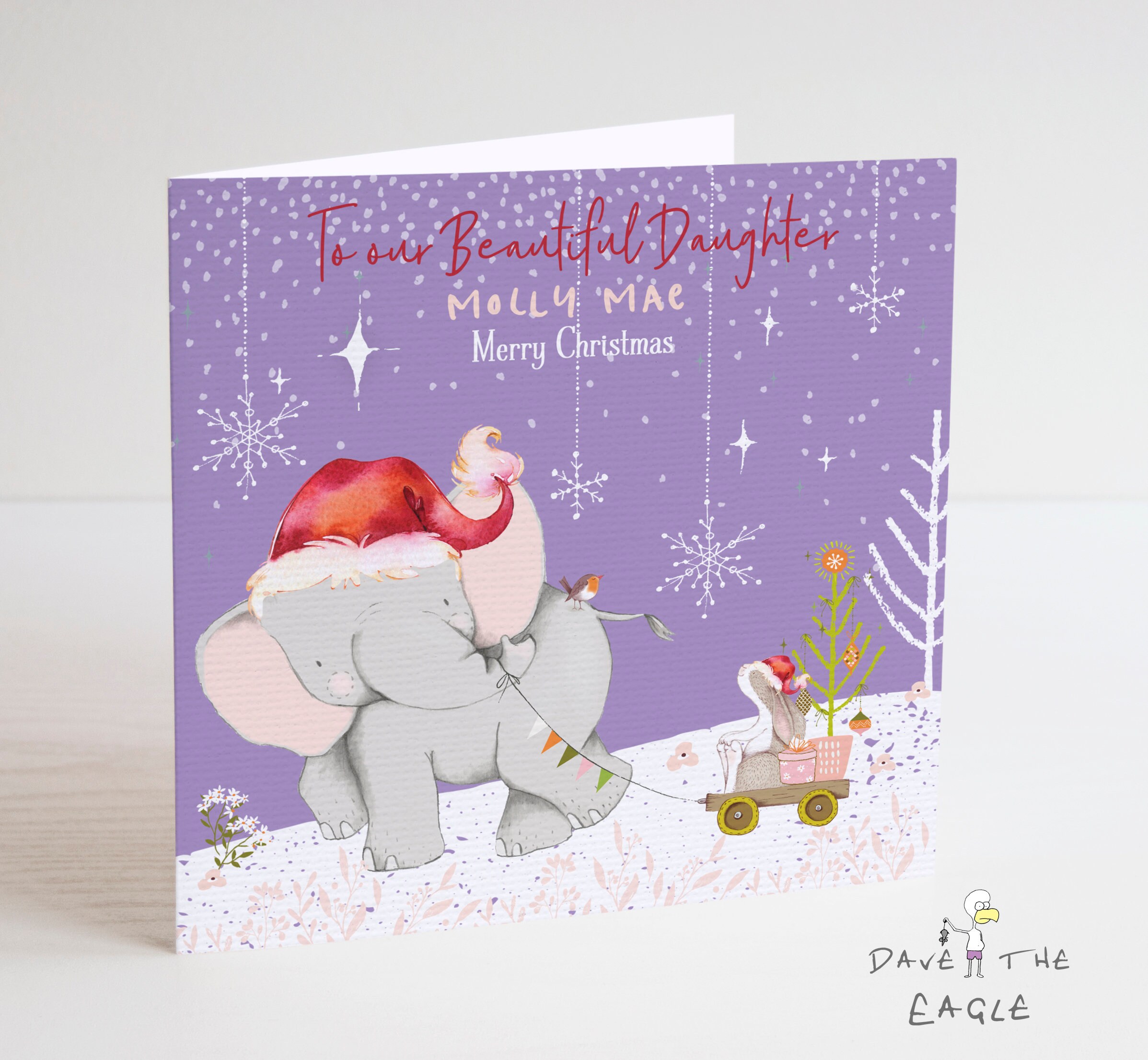 Cute Elephant Personalised Christmas Card  Etsy