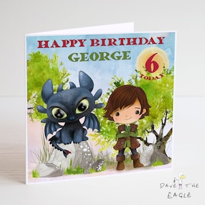 Tarjeta de cumpleaños inspirada en Cómo entrenar a tu dragón - Toothless & Hiccup