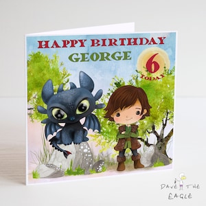 How To Train Your Dragon Inspired Birthday Card - Toothless & Hiccup