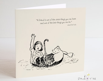 Winnie the Pooh Classic Sentiment Card - Quote Birthday Best Friend