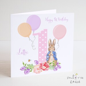 Carte d'anniversaire personnalisée pour filles 1 à 9 – Motif lapin
