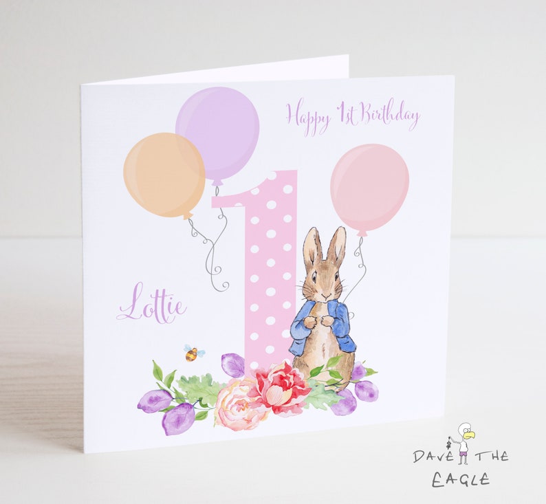 Girls Personalised Birthday Card 1-9 Bunny Rabbit Design - Etsy UK