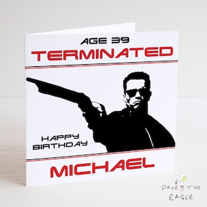 Cartão de aniversário personalizado do Exterminador do Futuro - Arnold Schwarzenegger