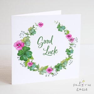 Good Luck Card - Klaverkrans met vier bladeren