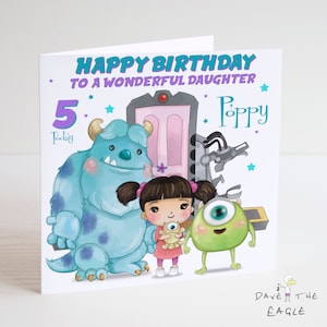 MONSTERS INC Carte d'anniversaire personnalisée - Sully, Mike & Boo