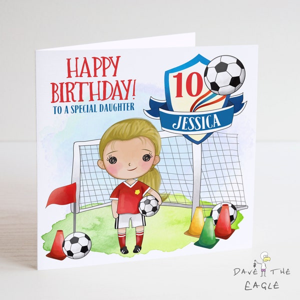 Carte d'anniversaire personnalisée de football de filles