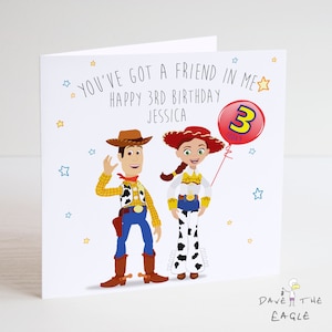TOY STORY Carte d'anniversaire personnalisée - Woody et Jessie