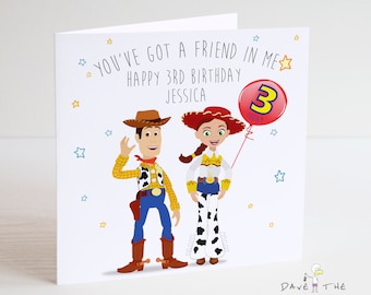 TOY STORY Carte d'anniversaire personnalisée - Woody et Jessie