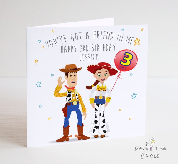 TOY STORY Personalised Birthday Card - Woody and Jessie