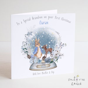 Le premier Noël de bébé - Boule à neige - Lapin vintage design 2024