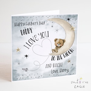 Tarjeta del Día del Padre - Te amo hasta la luna y de regreso - Personalizada