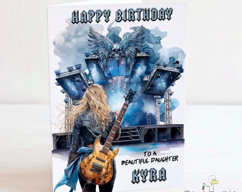 Rock Chick Birthday Card - Music Guitar - Daughter