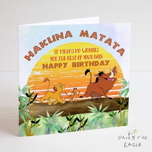 Carte d'anniversaire Le Roi Lion - Hakuna Matata