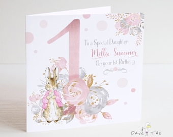 Number Birthday Card 1-9 - Personalised Bunny Rabbit Design