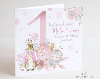 Number Birthday Card 1-9 - Personalised Bunny Rabbit Design