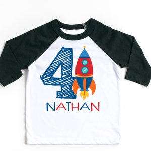 Personalized Rocket Birthday Shirt~Rocketship Shirt~Birthday Shirt~Name Shirt~Monogram Shirt~Outer Space Birthday Shirt~Number Birthday