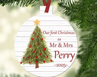 Personalized Our First Christmas as Mr and Mrs Ornament~ Christmas tree ~Christmas Ornament ~Just Married