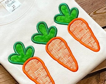 Personalized Easter Shirt~Carrot Trio Easter shirt~Boy Easter Bunny Shirt~Easter outfit~Bunny Carrot Christian embroidery