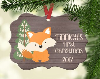 Personalized First Christmas Ornament~ My first Christmas ~ Fox ~Woodland ~ Christmas Ornament ~Family Ornament