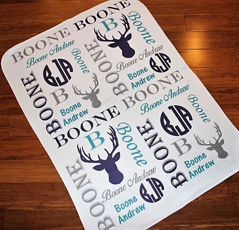 Personalized Baby Blanket Deer Blanket Monogram Blanket Etsy