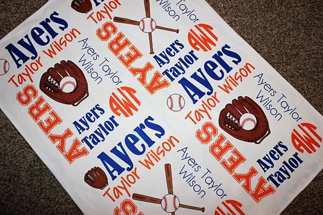 Personalized Baseball Baby Blanket Baseball Blanket Etsy