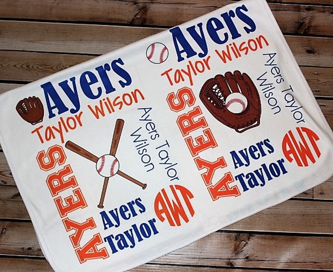 Personalized Baseball Baby Blanket Baseball Blanket Etsy