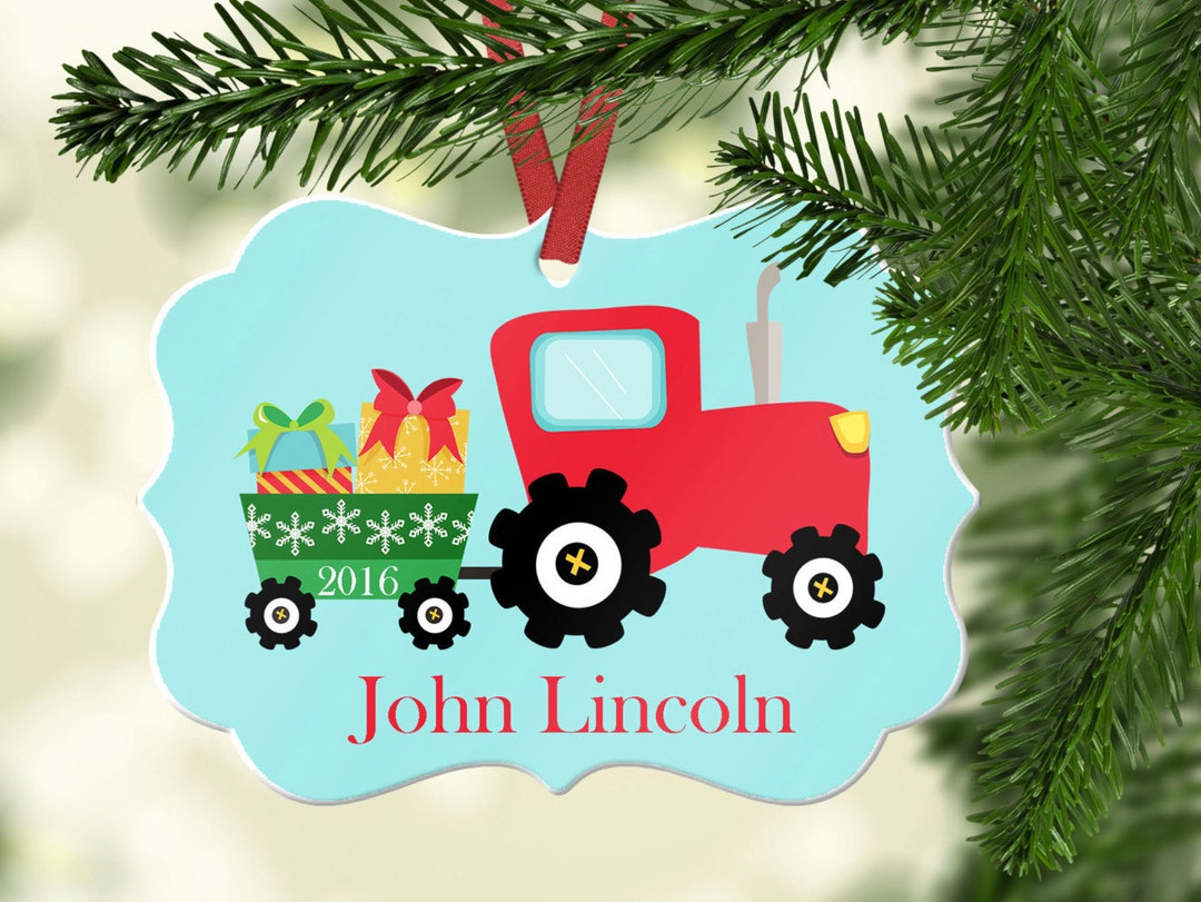 Personalized Tractor Christmas Ornament Farm Ornament Name Etsy