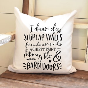 Shiplap Farm Pillow CoverBarn DoorsSubway TileDream of FarmhouseFarmhouse DecorFarmhouse PillowThrow PillowFarm Pillow image 1