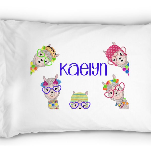 Personalized Llama Pillowcase~ Funny Llama pillow ~ Llama in glasses Pillowcase ~ Standard Personalized Pillowcase