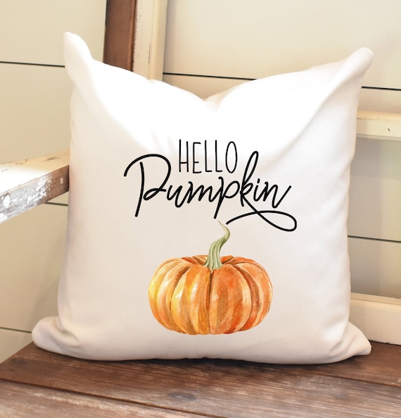 Hello Pumpkin Pillow Coverpumpkin Throw Pillowfarmhouse Etsy
