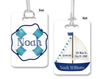 Personalized Luggage Tag~Sailboat Bag Tag~Ocean Tag~Nautical Luggage Tag~Vacation Bag Tag~Luggage Tag~Monogram Bag Tag~Daycare Bag Tag